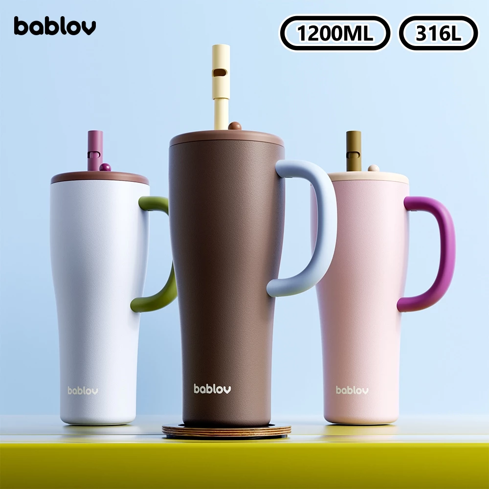 Bablov กระบอกน้ำเก็บอุณหภูมิ 1 ลิตร (35 oz) | กันรั่ว 360° แก้วสแตนเลส S316 | เก็บความเย็น-ร้อน 6-8 ชม. | ฐานรองในรถ | สำหรับออกกำลังกาย ที่ทำงาน ใช้ประจำวัน