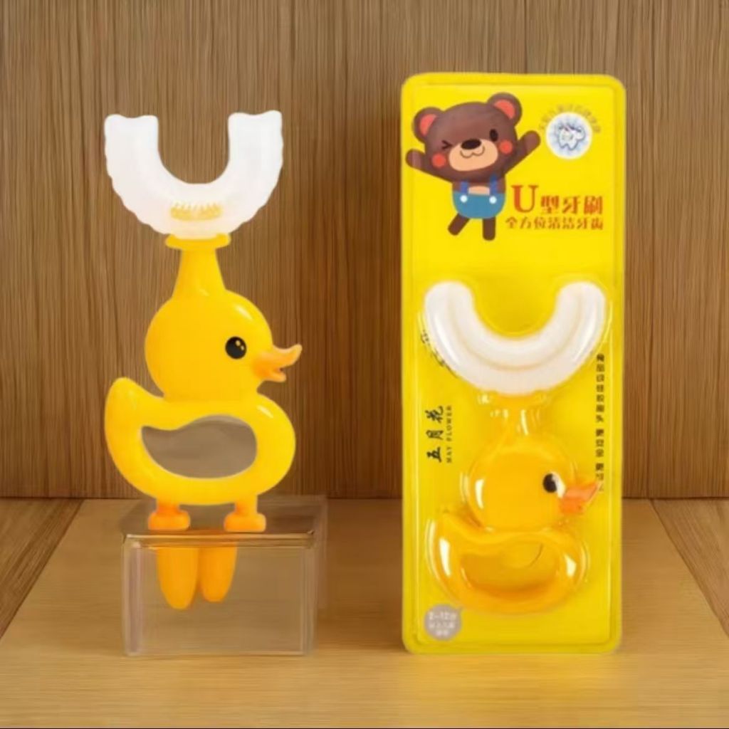เด็กน้อยแปรงสีฟันขนนุ่มนม 0-3 ซิลิโคนคู่มือเด็กน่ารักแปรงสีฟันทารก 1-3 ปีแปรงสีฟันรูปตัวยู