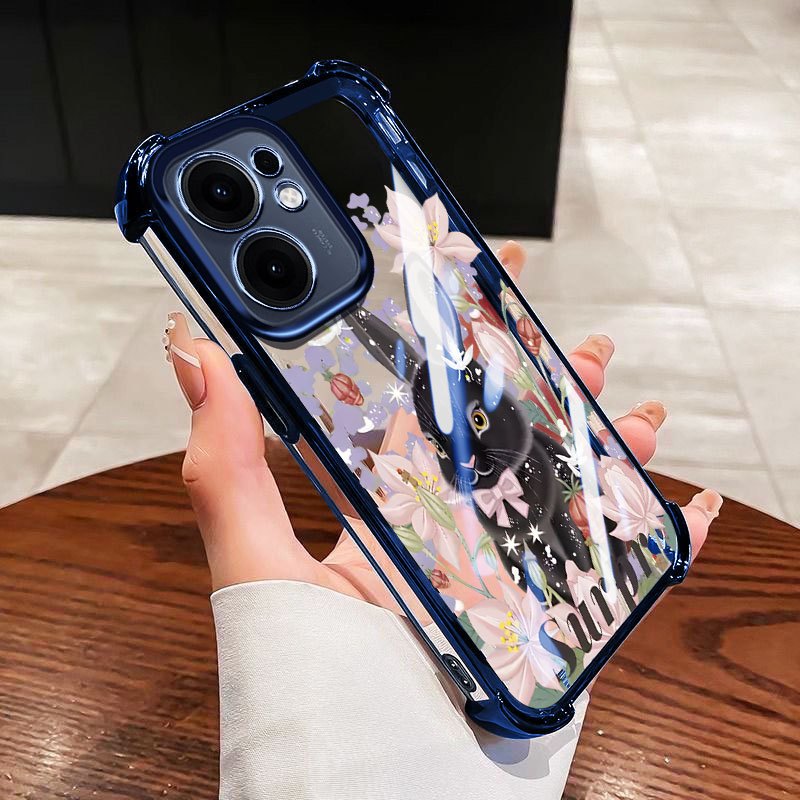 VRQR สําหรับ Vivo V60 Lite 5G 4G V2511 ปลอกกระต่ายน่ารักกระต่ายสีดําใสกันกระแทกเคสโทรศัพท์