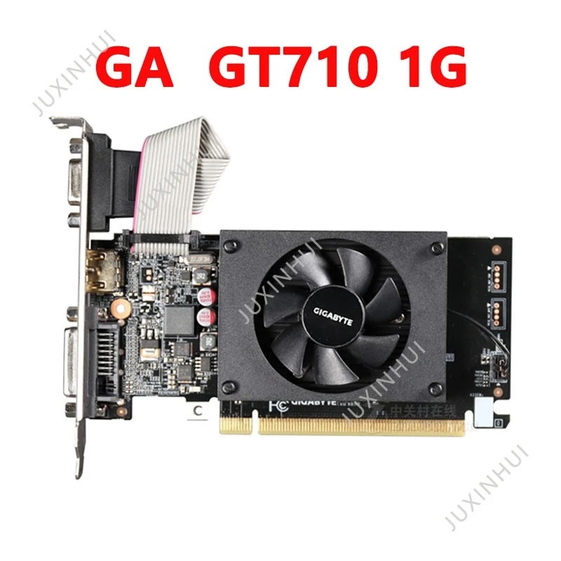 มือสองGigabyte GA GV-N710D3-1GL กราฟิกการ์ดครึ่งความสูง GT710 1G รองรับแชสซีขนาดเล็ก LOL เกม GDDR3 1