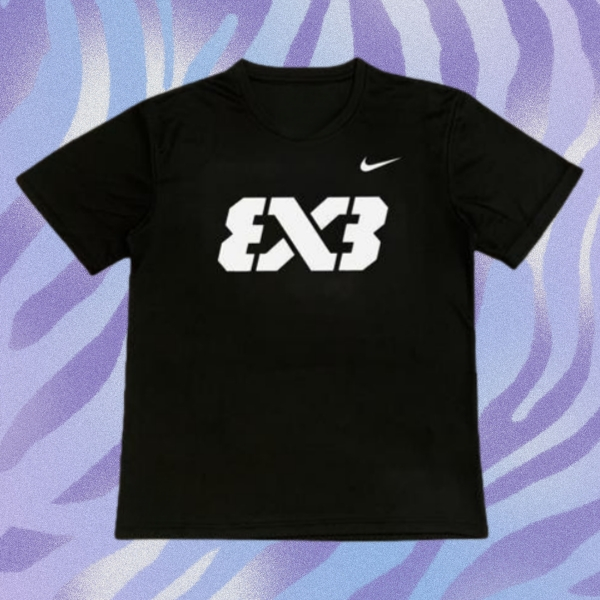 Martin Limited American 3x3 3V3 เสื้อบาสเก็ตบอลแขนสั้นสีดํา