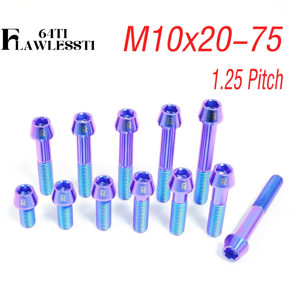 FLAWLESSTI M10x20-75 1.25 Pitch Gr5 Titanium Bolt เบรค Caliper ด้านหน้าด้านหลังท่อไอเสีย Swingarm Bo