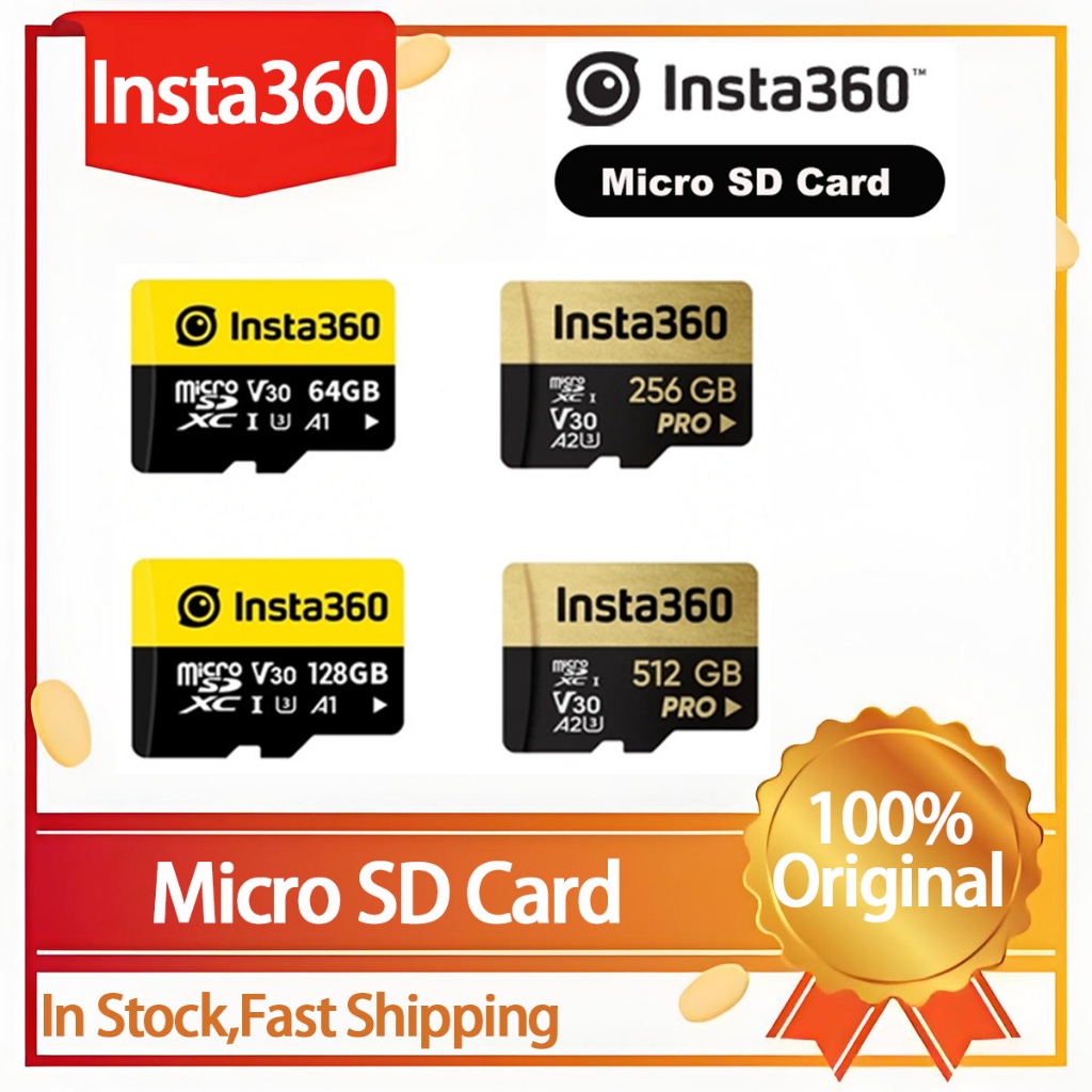 Insta360 Micro SD การ์ด 64G/128G/256G/512G หน่วยความจําความเร็วสูงสําหรับ Insta360 Go Ultra/X5/Ace P