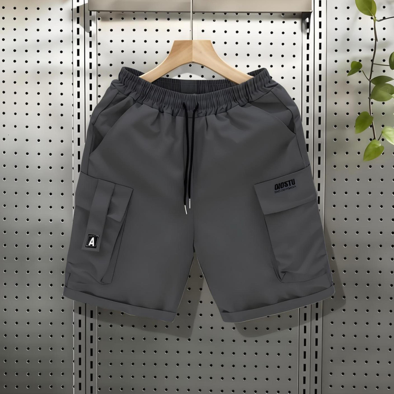 กางเกงขาสั้นหลวมผู้ชาย All-Match Retro Simple Loose Style Multi-pocket เหมาะสําหรับกางเกงกีฬากลางแจ้ง - รูปที่ 5