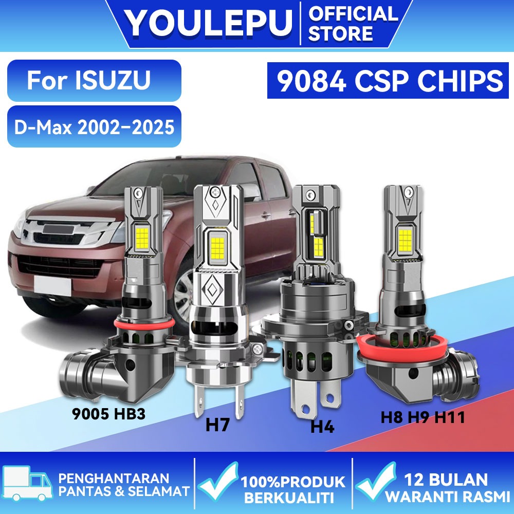 ISUZU D-Max 2002–2025 หลอดไฟหน้ารถยนต์ LED H4 H7 H8 H9 H11 9005 HB3 ไฟหน้ารถหลอดไฟ 130W 25000LM ไฟหน