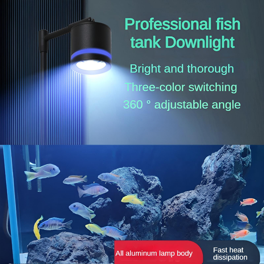 พิพิธภัณฑ์สัตว์น้ําอลูมิเนียมเต็มสเปกตรัม3-สี Dimming90° เลนส์360° ปรับได้Efficient Cooling
