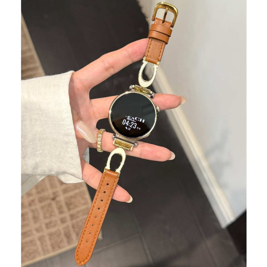 Elegant C สายหนังสําหรับ Galaxy watch 7 สาย / Galaxy watch 6 / Galaxy watch 5/43 / Garmin vivoactive 6 5 4 3 / Garmin venu 4 / Garmin vivoactive 6 / Garmin lily 2 สายที่ใช้งาน Garmin lily 2 active Strap Amazfit active 2 / GTS4 mini, Amazfit Bip 6 Strap