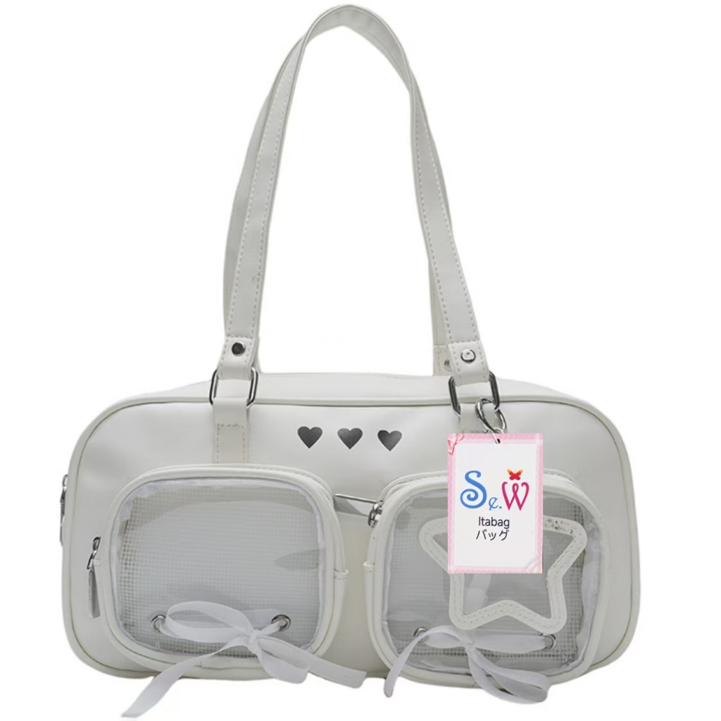 [พร้อมที่จะจัดส่ง] Se.W Itabag Women Bag Shoulder Bag Premium PU ตรีน้ำหนักเบากันน้ำริบบิ้นน่ารักโบว์