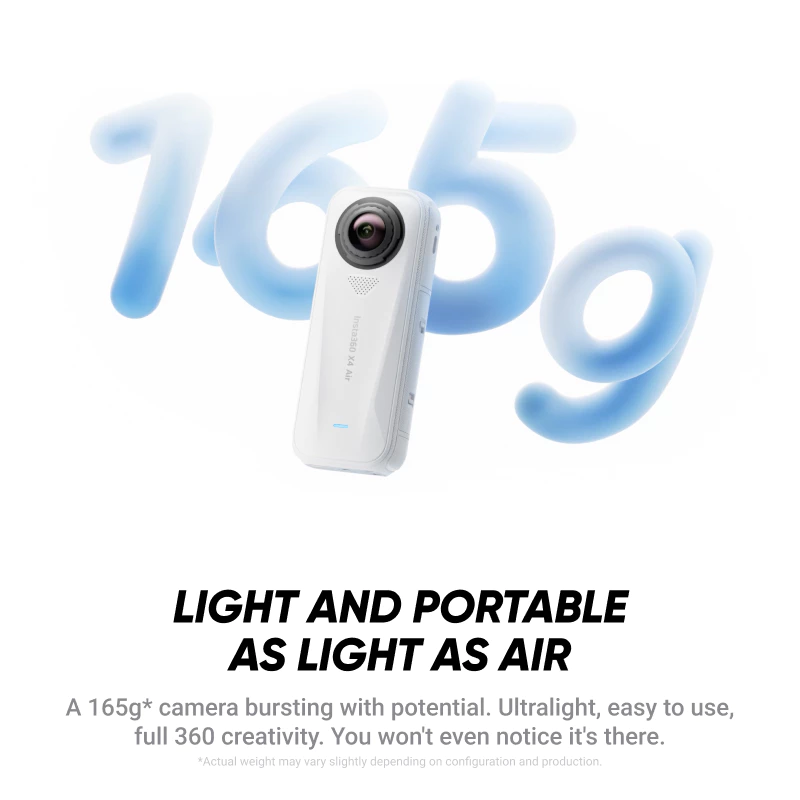 Insta360 X4 Air - น้ําหนักเบา 165g 8K 360 กล้อง, เอฟเฟกต์ไม้เซลฟี่ที่มองไม่เห็น, เลนส์เปลี่ยนได้, Shoot First & Frame Later, การ์ดลมในตัว, FlowState Stabilization, AI-Powered App thumbnail 3