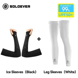 【TH Delivery 】【ซื้อ 1 แถม 1】SOLOEVER ชุดปลอกแขนและขา ป้องกันแสงแดด UPF50+ ผ้าไหมน้ำแข็งเย็นสบาย ระบายอากาศได้ดี ป้องกันรังสียูวี สำหรับผู้ชายและผู้หญิง ปั่นจักรยานกลางแจ้ง วิ่ง และเล่นกีฬา