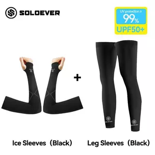 【TH Delivery 】【ซื้อ 1 แถม 1】SOLOEVER ชุดปลอกแขนและขา ป้องกันแสงแดด UPF50+ ผ้าไหมน้ำแข็งเย็นสบาย ระบายอากาศได้ดี ป้องกันรังสียูวี สำหรับผู้ชายและผู้หญิง ปั่นจักรยานกลางแจ้ง วิ่ง และเล่นกีฬา