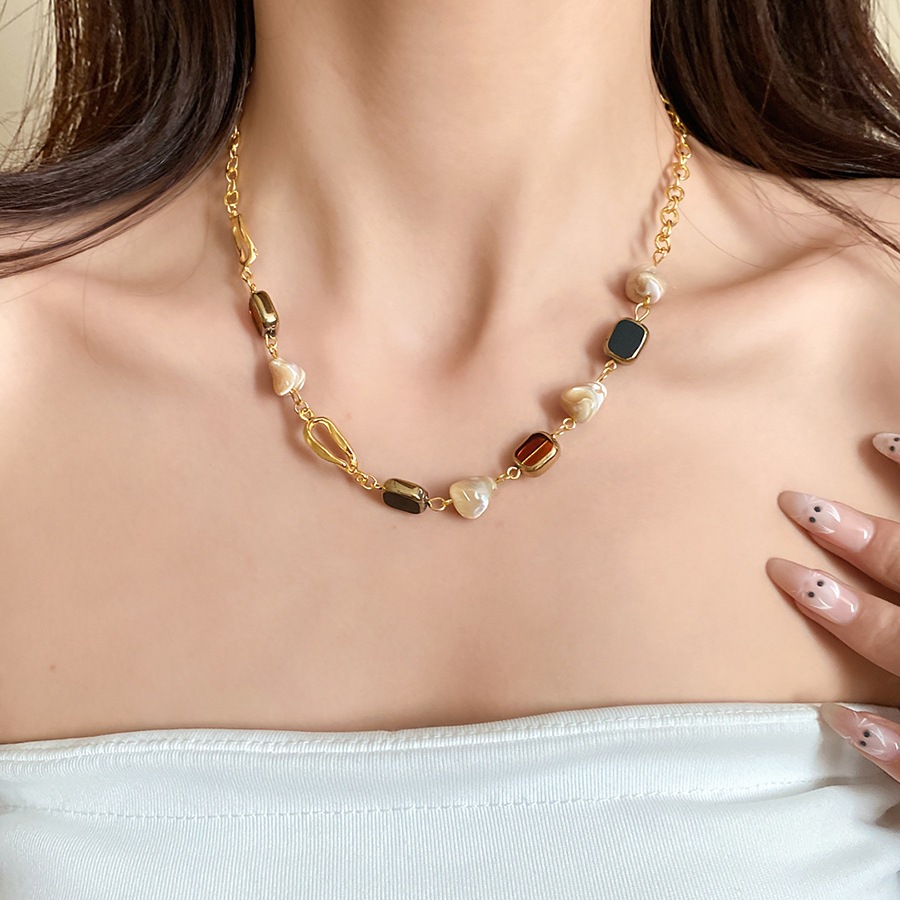 [JewBeauty] สร้อยคอมุกทรงรูปไข่ สไตล์ฝรั่งเศสย้อนยุค หรูหรา