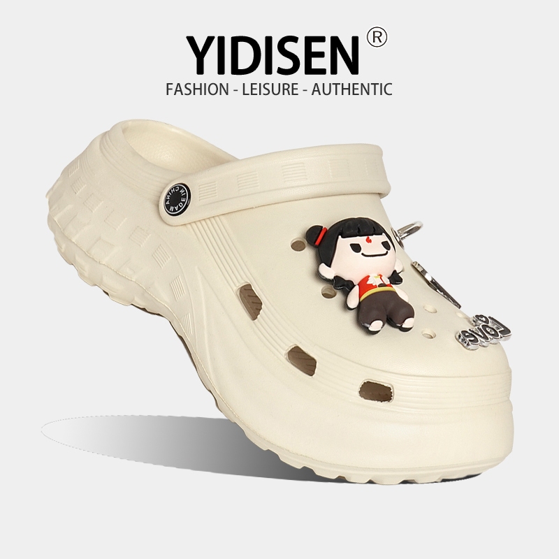 YIDISEN อินเทรนด์ Nezha Hole รองเท้าตุ๊กตาสามมิติ Breathable Anti-slip Daily Travel Super สะดุดตา