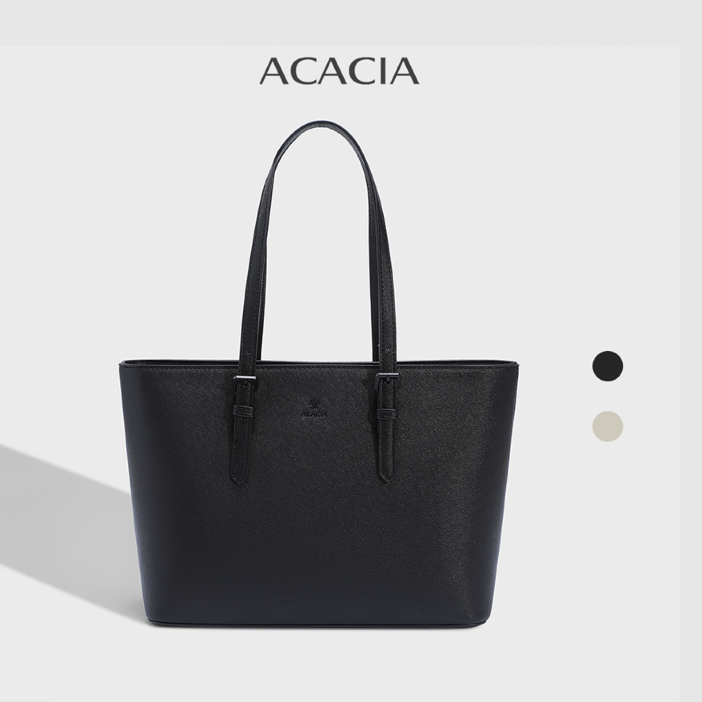 ACACIA Cedar - กระเป๋าทำงานผู้หญิง Tote ใส่โน้ตบุ๊ก 14 นิ้ว A4 หนัง PU ทรงแข็ง