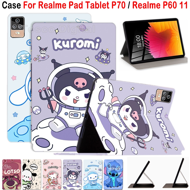 สําหรับRealme Padแท็บเล็ตP70 คุณภาพสูงPUหนังเหงื่อลื่นฝาครอบRealme P60 11 นิ้วแฟชั่นลายการ์ตูนกันกระ