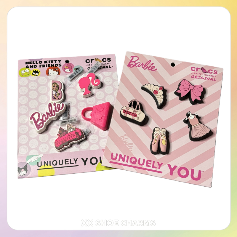 SHOE CHARMS✨ตัวยึดรองเท้าบาร์บี้✨ชุดอุปกรณ์เสริมรองเท้า 10 ชิ้น✨สติ๊กเกอร์จระเข้