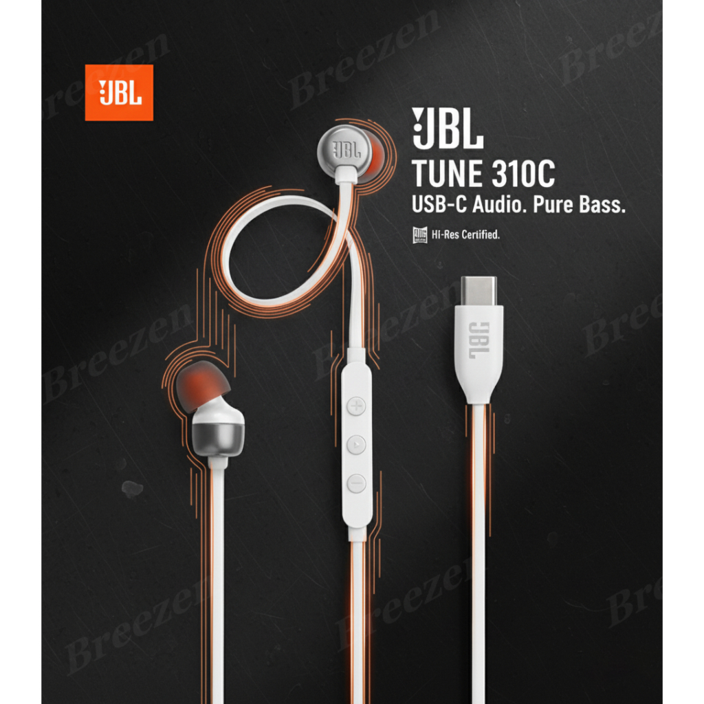 JBL Tune 310C หูฟังมีสาย USB-C เสียงดีละเอียดสูง ลดเสียงรบกวน สายไม่พัน ไมโครโฟน