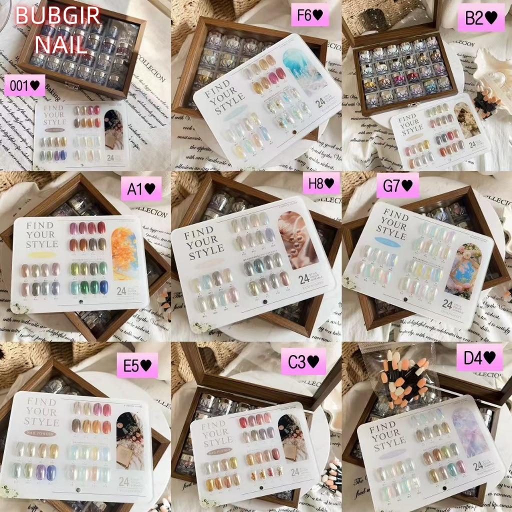 พร้อมส่ง เซตผงขัดเล็บ QZY 24 สี แบบกระปุก （มี 9 รุ่น） พร้อมชาร์ตโชว์และกล่องอะคริลิกเก็บของ มีมาให้ครบทุกเฉด ทั้งโทนมุก ผงกระจกวิเศษ กระจกวิเศษเคลือบแป้ง เมอเมด เมทาลิก ผงกลิตเตอร์
