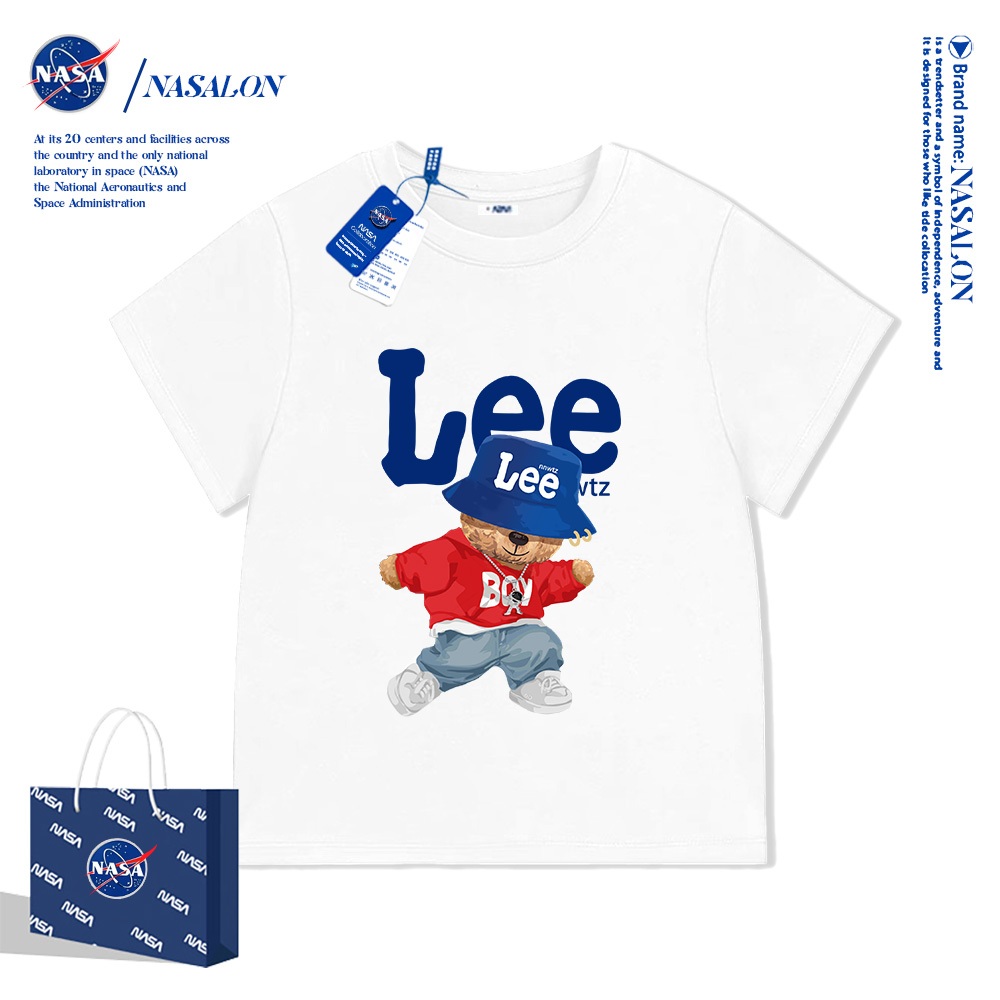 NASA เสื้อยืดเด็กแขนสั้น ผ้า cotton 100% เสื้อเด็กผู้ชาย ลายการ์ตูนแฟชั่น ระบายอากาศดี นุ่มสบาย ทรงหลวม