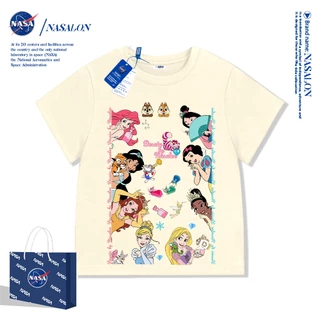 NASA เสื้อยืดเด็กแขนสั้น ผ้า cotton 100% เสื้อเด็กผู้หญิง เจ้าหญิงเบลล์ ลายการ์ตูนเงือก นุ่มสบาย ระบายอากาศดี