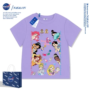 NASA เสื้อยืดเด็กแขนสั้น ผ้า cotton 100% เสื้อเด็กผู้หญิง เจ้าหญิงเบลล์ ลายการ์ตูนเงือก นุ่มสบาย ระบายอากาศดี