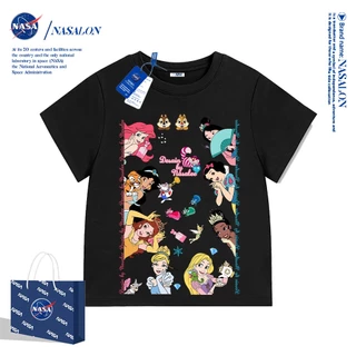NASA เสื้อยืดเด็กแขนสั้น ผ้า cotton 100% เสื้อเด็กผู้หญิง เจ้าหญิงเบลล์ ลายการ์ตูนเงือก นุ่มสบาย ระบายอากาศดี