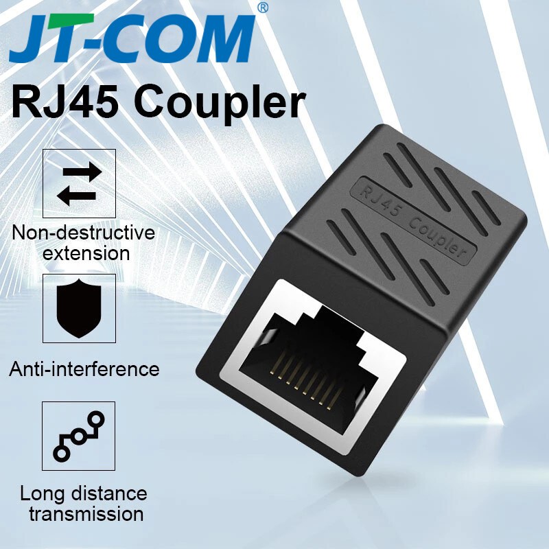 JT-COM RJ45 Connector Cat7/6/5e Ethernet อะแดปเตอร์ 8P8C เครือข่าย Extender สายต่อสําหรับสาย Etherne