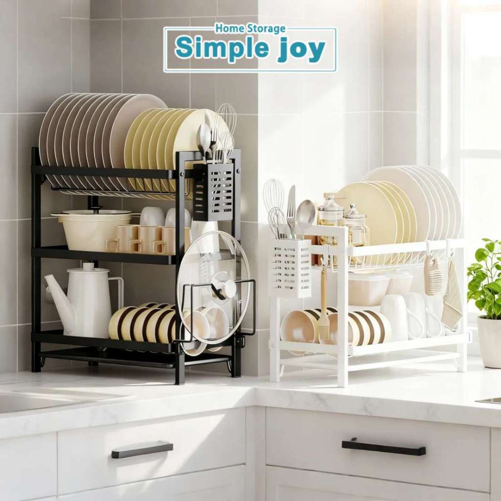 Simplejoy ชั้นวางจาน 2/3 ชั้น ที่คว่ำจานพร้อมถอดรองน้ำ ออแกไนเซอร์ในครัว ใช้งานง่าย