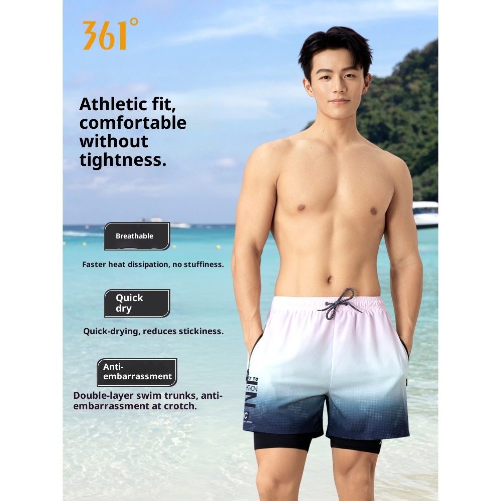 361 องศากางเกงว่ายน้ําผู้ชายกางเกงสองชั้นความปลอดภัยนุ่มว่ายน้ํา Beachwear