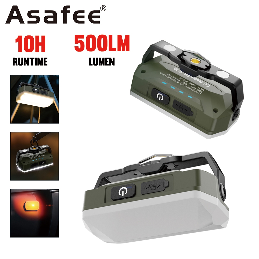 ASAFEE K3 All Terrain Work Light 500LM พร้อมตะขอแม่เหล็กและปรับอุณหภูมิสี Type-C ใช้งานได้นานด้วยแบตเตอรี่
