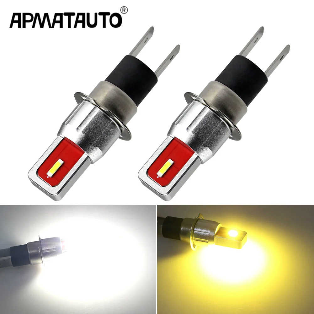 2 ชิ้น H3C วันวิ่งโคมไฟ LED ไฟตัดหมอกรถยนต์สําหรับ Toyota Highlander Previa Nissan Frontier Acura TL Lexus LS400 ES250 สีขาวแอมเบอร์
