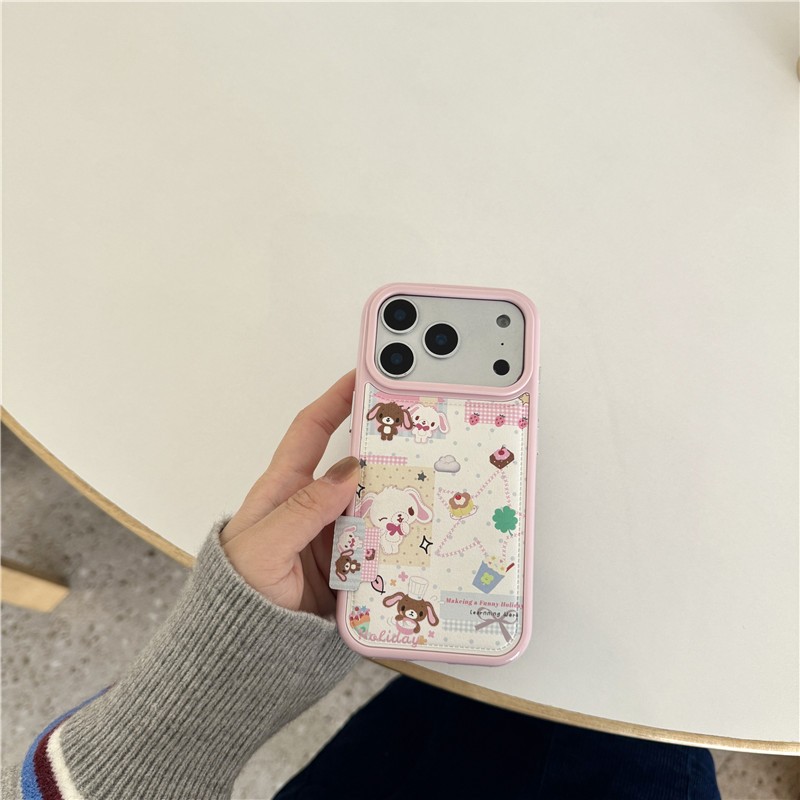 IPhone 17 16 Pro max 15 Pro max เคสโทรศัพท์วัสดุ PU ลายกระต่ายขนมหวาน
