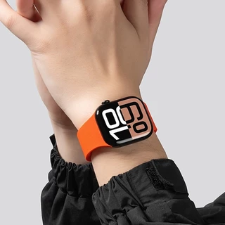 สายซิลิโคนแม่เหล็ก ลายลิ้นจี่ สำหรับ Apple Watch Ultra 3/2 / ซีรีย์ 11/10/9/8/7/6/5/3/SE ขนาด 41/42/44/45/46mm 49mm กันน้ำได้ สวมใส่สบาย สำหรับออกกำลังกาย Magnetic Silicone Strap