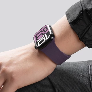 สายซิลิโคนแม่เหล็ก ลายลิ้นจี่ สำหรับ Apple Watch Ultra 3/2 / ซีรีย์ 11/10/9/8/7/6/5/3/SE ขนาด 41/42/44/45/46mm 49mm กันน้ำได้ สวมใส่สบาย สำหรับออกกำลังกาย Magnetic Silicone Strap