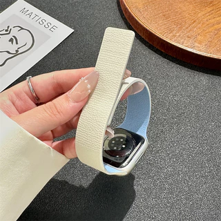 สายซิลิโคนแม่เหล็ก ลายลิ้นจี่ สำหรับ Apple Watch Ultra 3/2 / ซีรีย์ 11/10/9/8/7/6/5/3/SE ขนาด 41/42/44/45/46mm 49mm กันน้ำได้ สวมใส่สบาย สำหรับออกกำลังกาย Magnetic Silicone Strap