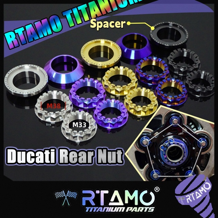 RTAMO Titanium Gr5 Front Nut Rear Nut For Ducati Hypermotard 796 821 939 950 Monster 796 1100 748-998 Rear Wheel Sprocket Carrier Nut