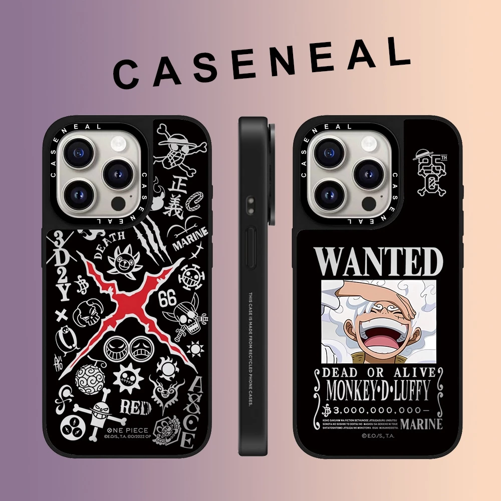 CASENEAL Graffiti อะนิเมะการ์ตูนกระจกเคสโทรศัพท์สําหรับ iPhone 17 Air 16 Pro Max 15 Plus 14 ProMax 13 12Pro 11 โทรศัพท์กันกระแทกขอบนุ่ม hard กรณีป้องกัน