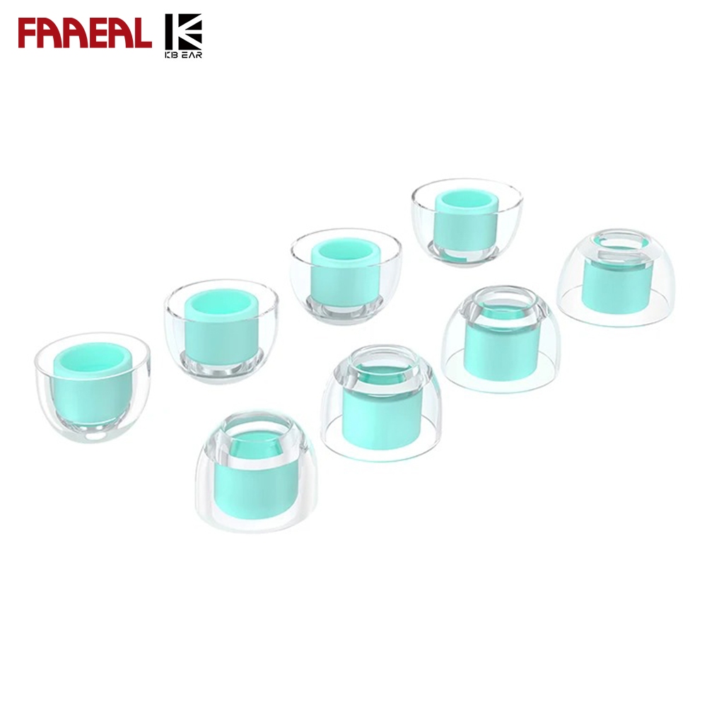 FAAEAL KBEAR KT02 หนาผิวซิลิโคนเหลวหูเคล็ดลับ 4 คู่พร้อมกรณีการจัดเก็บคุณภาพเสียง HiFi Noise Cancell