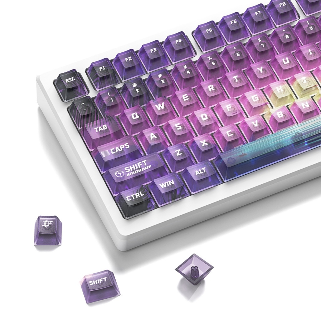 Womier สีม่วงโปร่งใส Keycaps 115 คีย์ MDA โปรไฟล์ Jelly Keycap ชุดสําหรับ 60/75/100% คีย์บอร์ด MX Switches