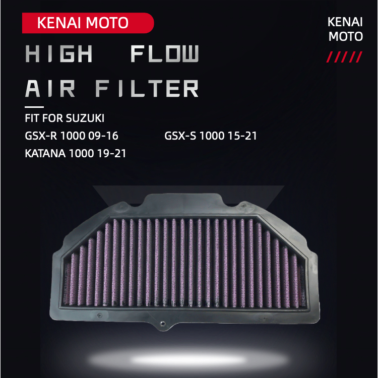 KENAIFit สําหรับ SUZUKI GSX-R1000 2009-2016 GSX- S1000 2015-2021 KATANA 1000 2019-2021 High Flow กรองอากาศล้างทําความสะอาดได้ 137804710000000