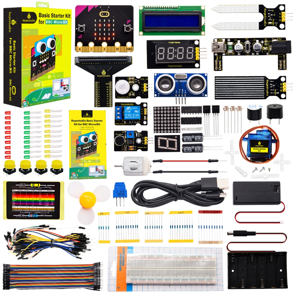 Keyestudio Micro:bit V2 Basic Starter Kit สําหรับ BBC Micro:bit DIY ชุดการเขียนโปรแกรม STEM อิเล็กทรอนิกส์