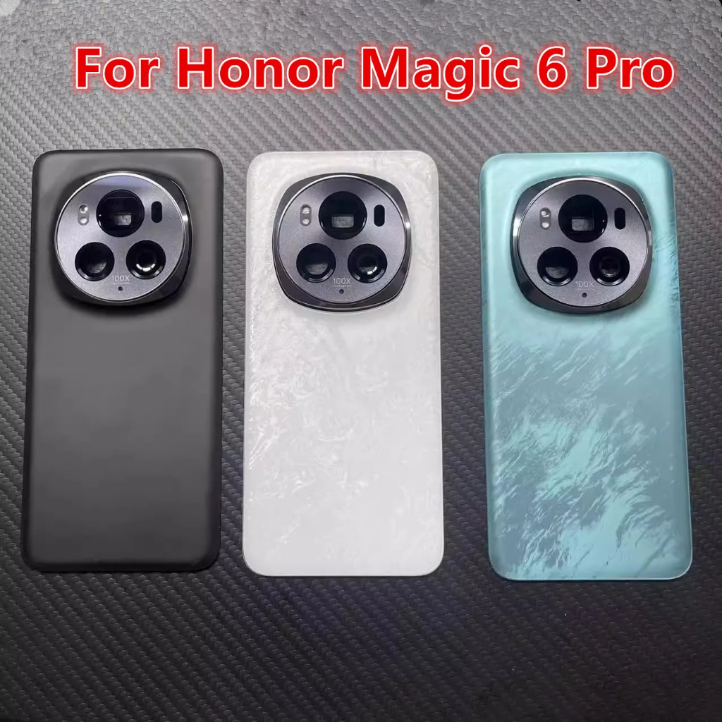 A+++New ฝาหลังแบตเตอรี่สําหรับ Honor Magic 6 Pro ด้านหลังแผงกรณีอะไหล่ซ่อมพร้อมเลนส์กล้องและกาว