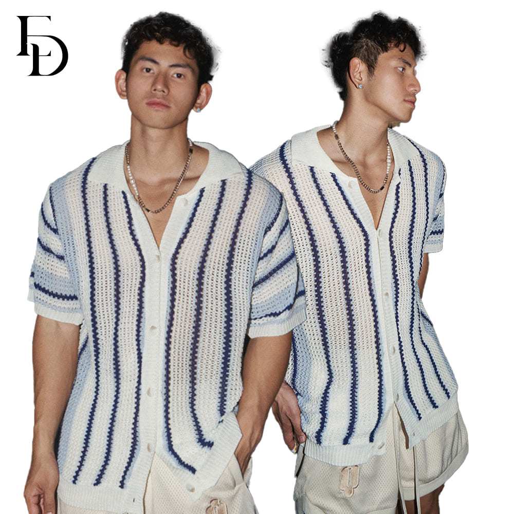 เสื้อถักแขนสั้นผู้ชายจาก Eden Studio ดีไซน์ทันสมัยในสไตล์ศิลปะปลาค็อด