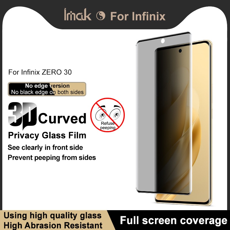 Imak Infinix ZERO 30 3D กระจกนิรภัยโค้งไม่มีขอบรุ่นปกป้องหน้าจอความเป็นส่วนตัวฟิล์มป้องกันหน้าจอ Scr