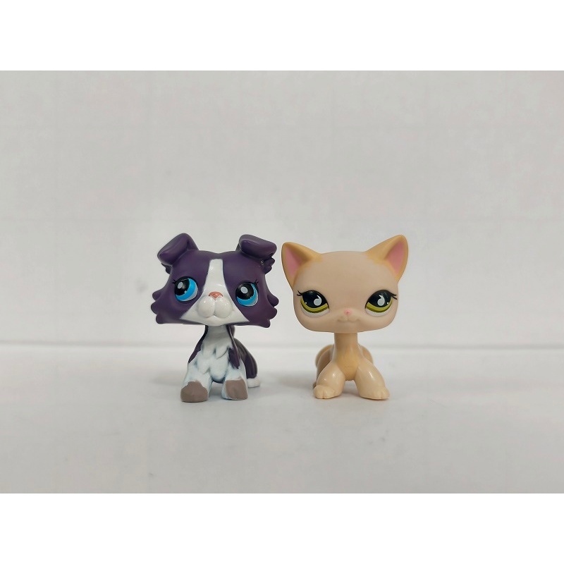 2 ชิ้น/ล็อต LPS รูปแมวสีม่วงสุนัข #1676#733  Littlest Pet Shop ของเล่น