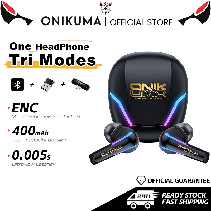 ONIKUMA T27 หูฟังสําหรับเล่นเกมหูฟังบลูทูธไร้สายไฟ RGB พร้อมไมโครโฟนลดเสียงรบกวน ENC