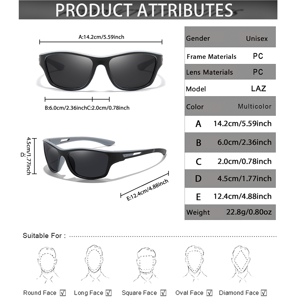 KAROS แว่นตากันแดดโพลาไรซ์สำหรับผู้ชาย ออกแบบมาเพื่อกีฬากลางแจ้ง ป้องกันแสงUV400 เหมาะสำหรับการตกปลาและขับรถ - รูปที่ 4