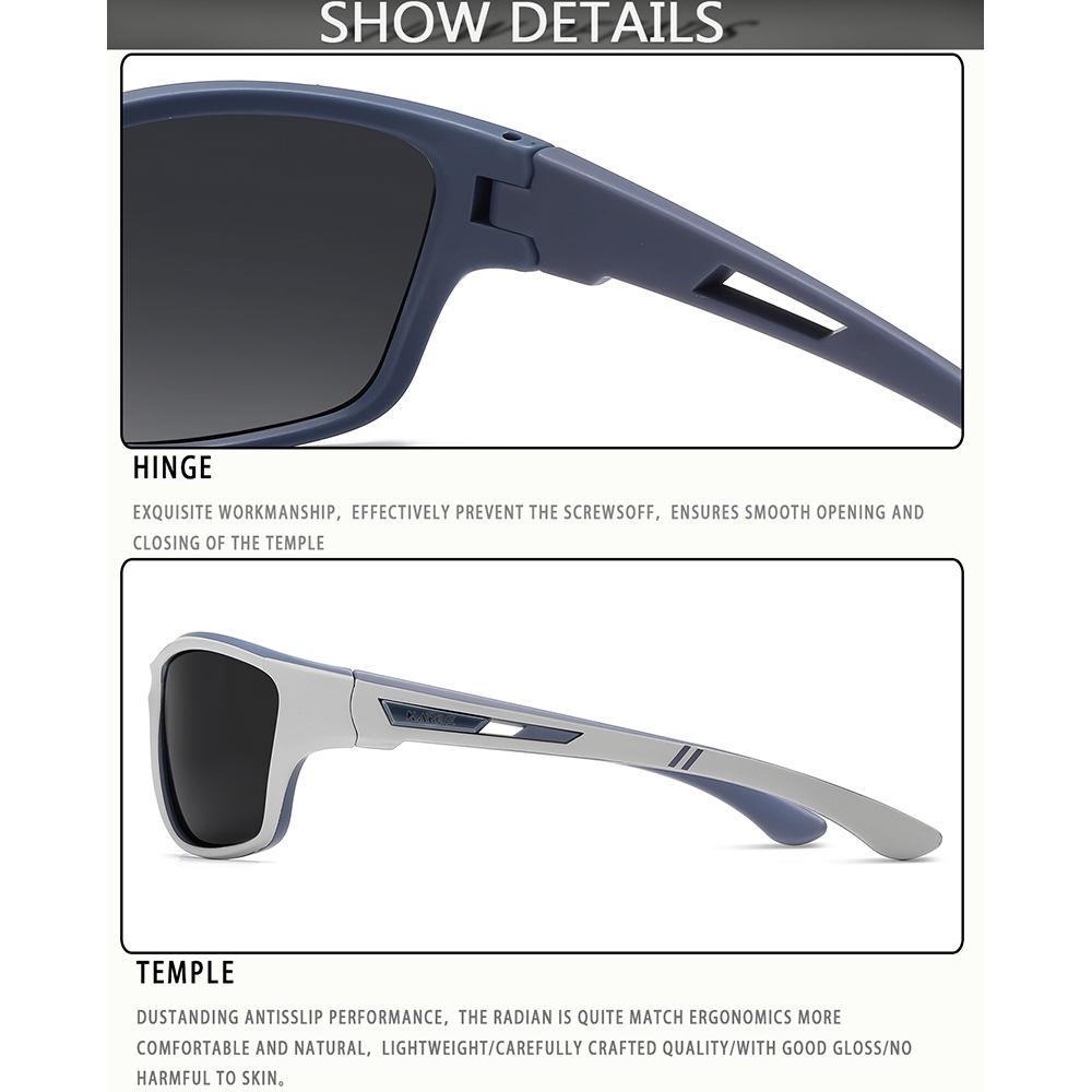 KAROS แว่นตากันแดดโพลาไรซ์สำหรับผู้ชาย ออกแบบมาเพื่อกีฬากลางแจ้ง ป้องกันแสงUV400 เหมาะสำหรับการตกปลาและขับรถ - รูปที่ 5
