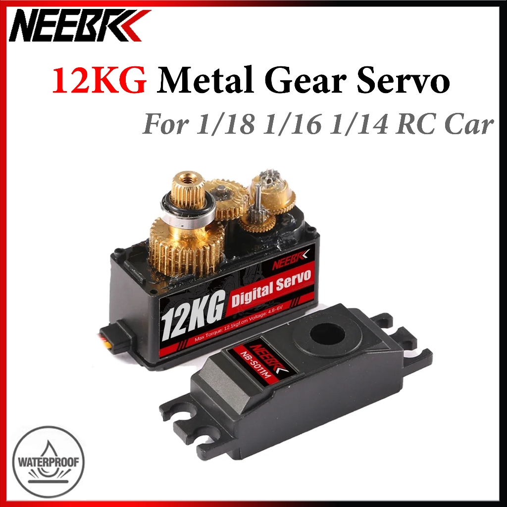 NEEBRC 12KG เกียร์โลหะรายละเอียดต่ํา Servo กันน้ําแรงบิดสูง Servo สําหรับ 1/18 1/16 1/14 RC รถ Hyper