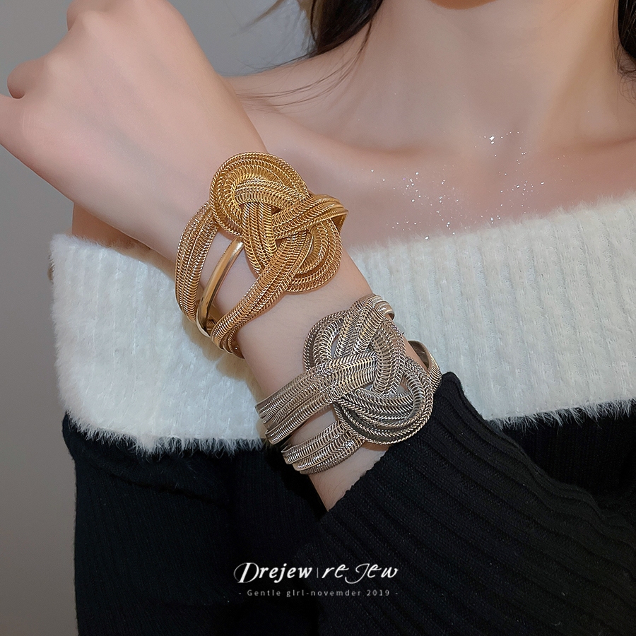 สร้อยข้อมือ Dreejew Statement Knot Cuff สไตล์วินเทจปังค์สำหรับงานปาร์ตี้และเครื่องประดับ